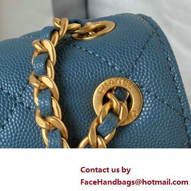 Chanel Grained Calfskin  &  Gold-Tone Metal Chain Flap Bag AS4431 Blue 2023